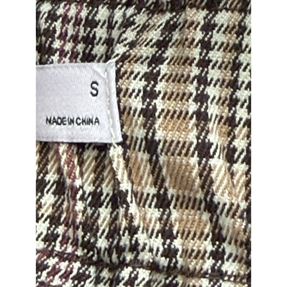 SO Women's Plaid Dress Pants Pull-On Elastic Waist Pockets Brown Black S - Picture 5 of 7